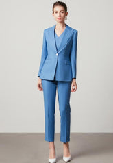 Blue Three Pcs Single Button Pantsuit